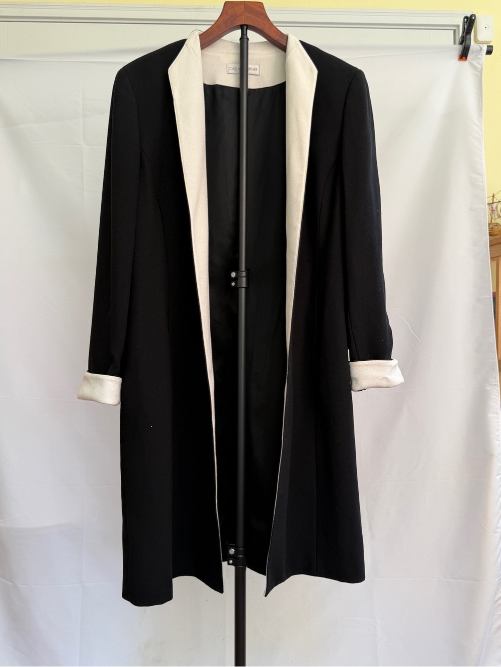 Casual Corner Black Blazer with White Trim Lapel